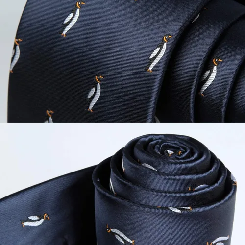 Vista 5 de HISDERN Corbatas para hombre clásicas divertidas de animales y bolsillo cuadrados tejido jacquard novedoso juego de pañuelos para hombre
