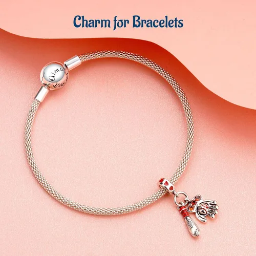 Vista 5 de Abalorios para pulseras de graduación y deportes de plata de ley 925 para collares, regalos para mujeres
