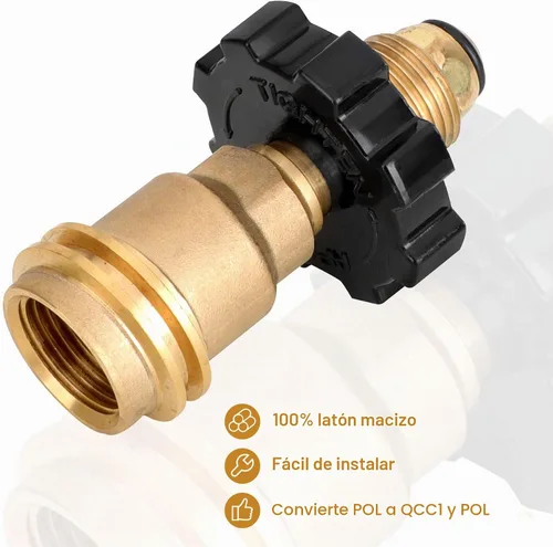 Vista 6 de Adaptador de tanque de propano Aekops de 100 libras, adaptador universal POL para tanque de propano que convierte POL a QCC1, adaptador de tanque LP