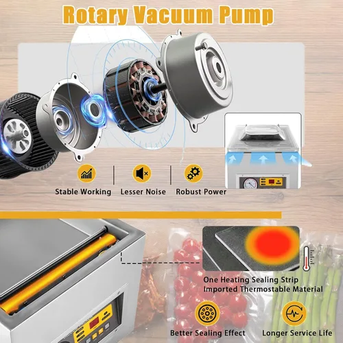 Vista 3 de Commercial Chamber Vacuum Packing Machine with Cutter for Dry, Wet, Oily, and Powder Food Storage
