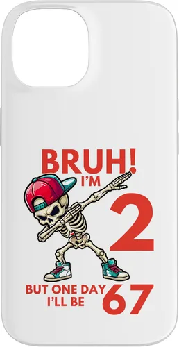 Vista 4 de Bruh I'm 2 But One-Day I'll Be 67 Retro 2nd Birthday Kids Case for iPhone XR