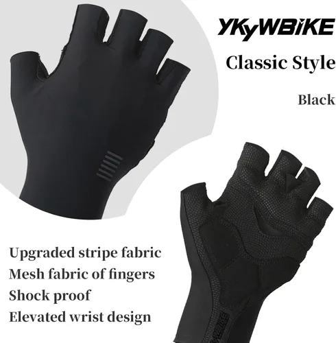 Vista 2 de YKYWBIKE Guantes de ciclismo transpirables, guantes deportivos acolchados de medio dedo, guantes de ciclismo antideslizantes, guantes de bicicleta
