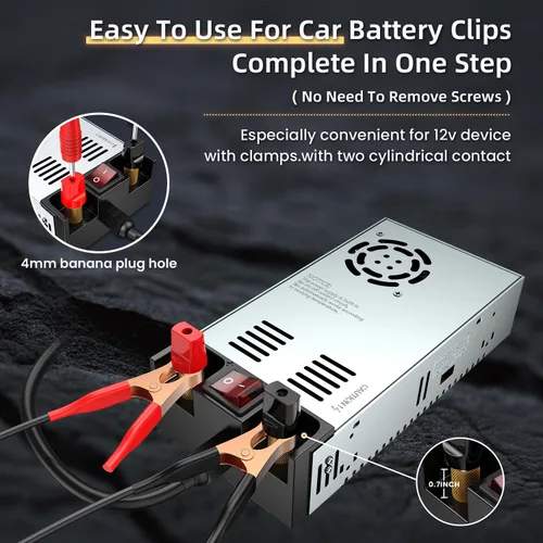 Vista 3 de Anbull Nueva versión 110V AC a 12V DC Convertidor, con interruptor de encendido/apagado,Terminales de cobre puro Transformador adaptador de 12V CC