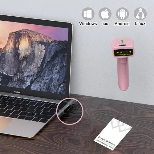 Vista 8 de symcode - Escáner de código de barras inalámbrico USB, lector de código de barras láser 1D de mano (inalámbrico de 2.4 GHz y cable USB2.0) Escáner