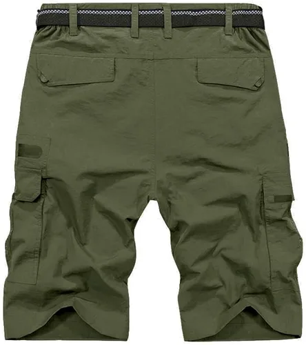 Vista 2 de Pantalones cortos de senderismo para hombre, de secado rápido, ligeros, transpirables, para exteriores, de carga., Verde, 40