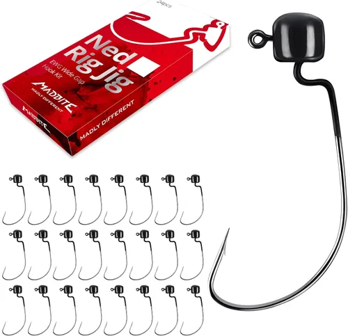 Vista 12 de MadBite by KastKing Ned Rig Jig Heads for Soft Fishing Lure Kits Negro