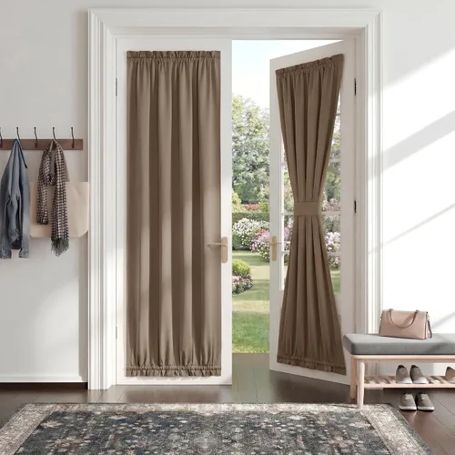 Vista 17 de PONY DANCE Persianas para puertas – Paneles opacos para tratamiento de ventanas, cortinas sólidas de alta resistencia con bolsillo para barra