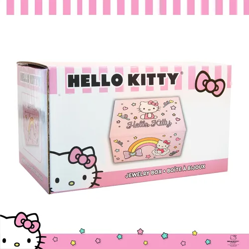 Vista 6 de Hello Kitty Sanrio Joyero con bandeja Regalo oficial de madera rosa