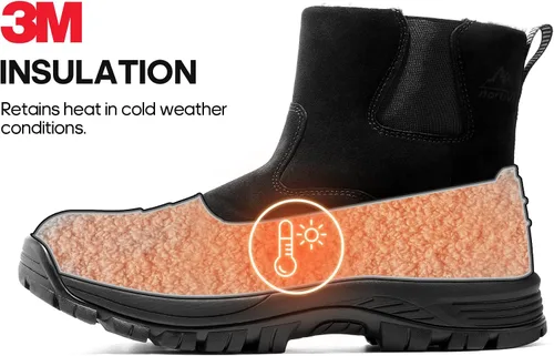 Vista 4 de NORTIV 8 Botas de nieve de invierno para hombre, impermeables, aisladas, sin cordones