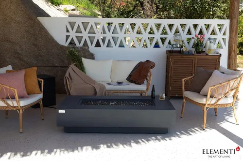 Vista 7 de AMS Chimenea Elementi Plus Positano Mesa rectangular de gas propano de hormigón gris oscuro Gris oscuro (Positano)
