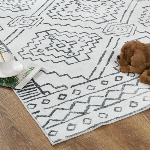 Vista 24 de jinchan Alfombra marroquí de pasillo 2x6 - Alfombra de pasillo lavable a máquina para cocina, alfombra moderna geométrica suave de pelo bajo