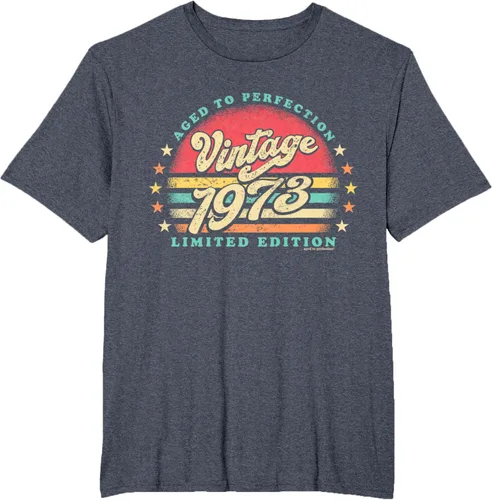 Vista 10 de Camiseta retro de 50 cumpleaños de 1973 de edad a la perfección nacido en los años 70, Negro