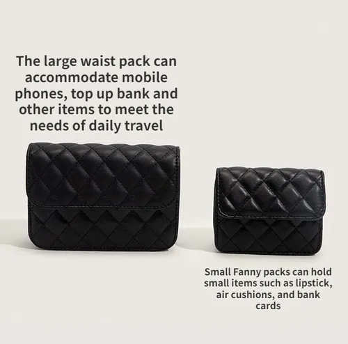Vista 3 de Riñonera para mujer, mini bolsa cruzada Y2K, accesorios para cinturón para mujer, a la moda, Negro