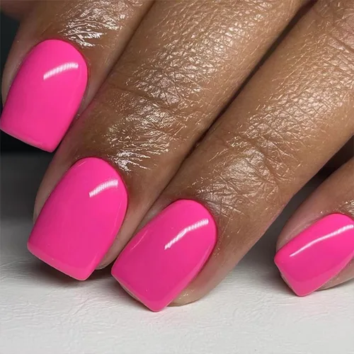 Vista 10 de Uñas postizas a presión azules cortas cuadradas con diseños, uñas postizas de color sólido, uñas acrílicas brillantes de cobertura completa