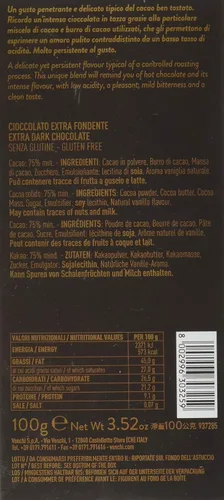 Vista 2 de Venchi Cuor di Cacao Barra de chocolate extra oscuro 75% 3.52oz (paquete de 2)