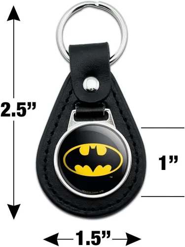 Vista 2 de GRAPHICS & MORE Colección de llaveros con logotipo de Batman de cuero negro de Batman