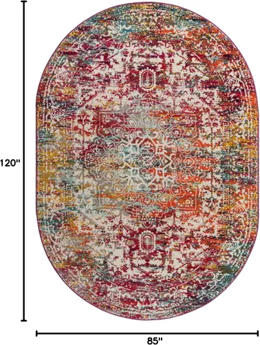 Vista 2 de Unique Loom Richmond Collection - Alfombra de área con medallón (7 pies 1 pulgada x 10 pies, ovalada, multicolor y negro)