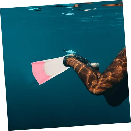 Vista 5 de Silicone Swimming Fins Short Travel Lightweight Flippers for Adults Flexible Floating Fins for Snorkeling Diving Light Blue White Pink XXS 27-29