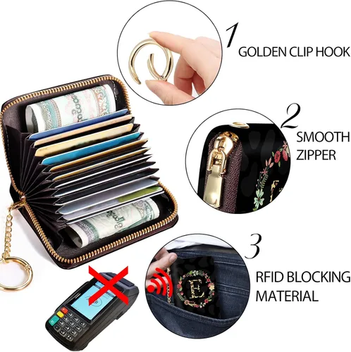 Vista 5 de Cartera delgada para tarjetas de crédito RFID para mujer, mini-cartera pequeña para mujer, carteras para tarjetas para mujer, delgada, cartera