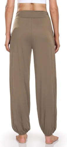 Vista 4 de Pantalones deportivos tipo harén para mujer, cintura alta, casuales, holgados, para entrenamiento, yoga, holgados, cómodos, con bolsillos
