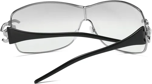 Vista 3 de Gafas de sol envolventes para mujer, de gran tamaño, Y2k, lentes de sol degradados, lentes de sol para mujer