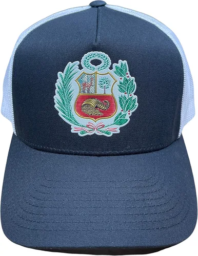 Vista 2 de PeruCoUSA Gorra Peru Escudo - Gorra de malla de camionero ajustable - Gorras de Peru