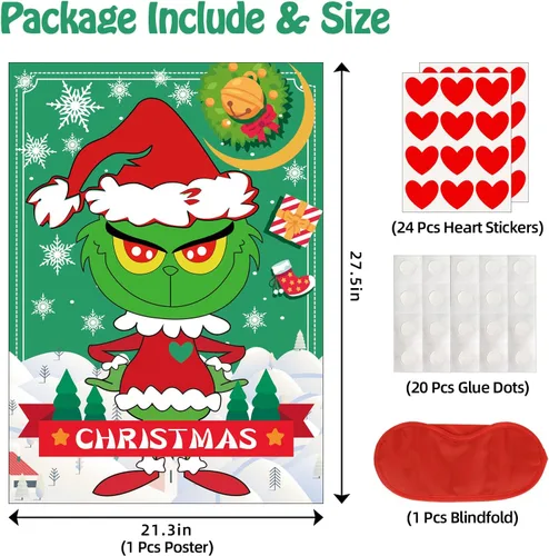 Vista 2 de Juegos de Navidad EMPOF - Pin The Heart Juegos de Manualidades Navideñas para Niños y Familias, Linda Decoración de Pared, Artículos de Fiesta