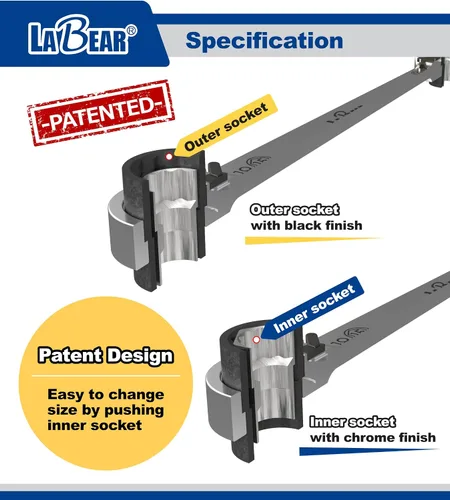 Vista 3 de LABEAR Llave de trinquete reversible de doble extremo SAE 8 en 1