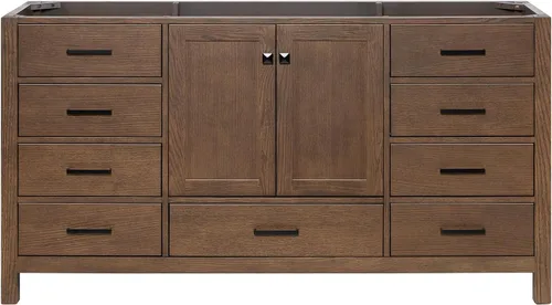 Vista 11 de ARIEL Cambridge Mueble base de tocador de baño de 36 pulgadas, madera maciza, 2 puertas de cierre suave, 5 cajones de cola de milano, roble marrón