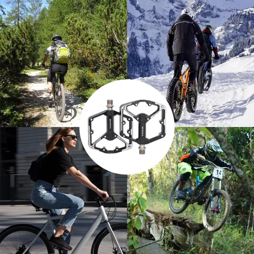 Vista 7 de Black/Dazzle - Pedales de bicicleta de montaña, 3 rodamientos sellados, aleación de aluminio, pedales MTB con 20 pasadores antideslizantes, pedales