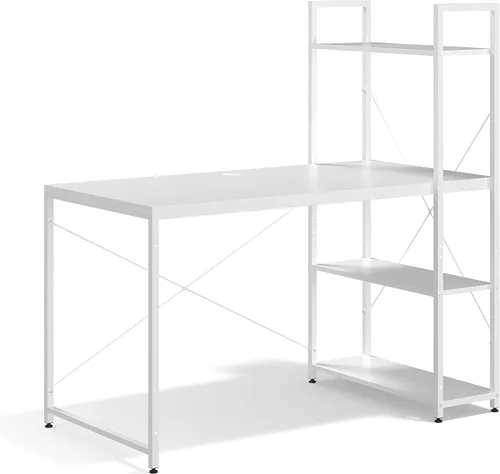 Vista 9 de Ames - Escritorio reversible para computadora de juegos de 47 pulgadas con estantes ajustables, escritorio de oficina en casa, gestión de cables