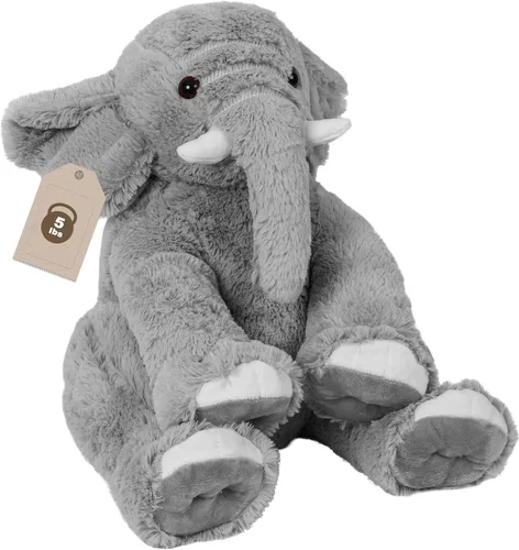 Vista 8 de OurHonor Animales de peluche con peso de elefante, 5 libras y 16 pulgadas, peluche de elefante de peluche con peso, regalos para niños y adultos Azul
