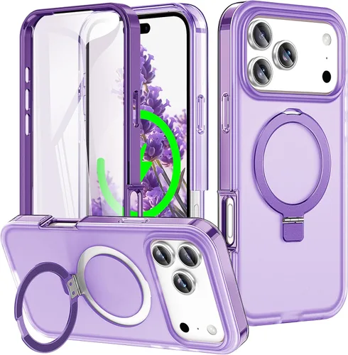 Vista 20 de Funda de cuerpo completo a prueba de golpes para iPhone 13 Pro con soporte magnético invisible [compatible con MagSafe] protector de pantalla
