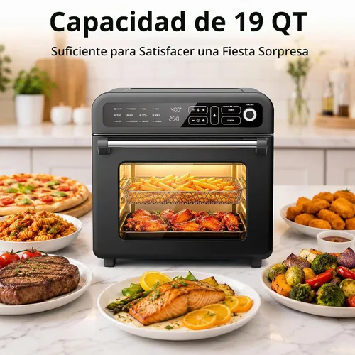 Vista 2 de Electactic Freidora de aire y horno tostador de 19 cuartos de galón, funciones 12 en 1, freír al aire, asar, mantener el calor, hornear 2-acero