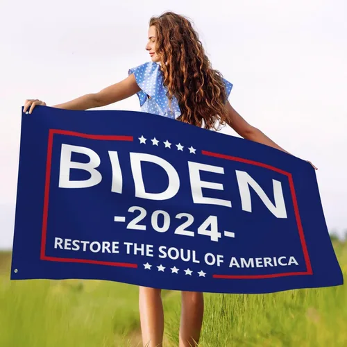 Vista 7 de Bandera Biden 2024 Restore The Soul Of America Bandera Joe Biden Kamala Harris Flag Pro Biden Bandera Premium de doble cara 3 x 5 pies, pancarta