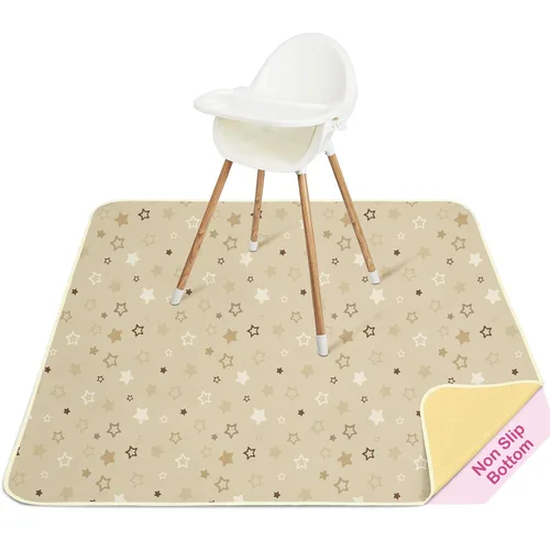 Vista 25 de Basumee Tapete de salpicaduras para silla de bebé, impermeable, tapete de juego para debajo de la silla alta, tapete para atrapar alimentos