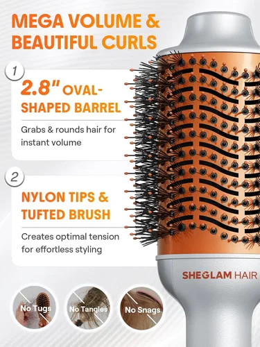 Vista 4 de SHEGLAM Cepillo de aire caliente 4 en 1 y aceite para el cabello con brillo 10 en 1 24K