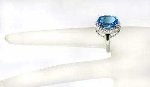 Vista 2 de RB Gems - Anillo de plata de ley 925, ovalado, 0.551 x 0.472in, acabado rodiado, estilo cóctel