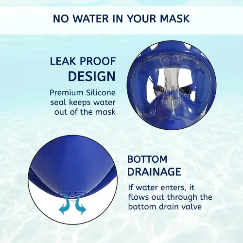 Vista 8 de VOS Full Face Snorkel Mask for Kids and Adults 180°Panoramic View/Anti-Fog/Anti-Leak Scuba Mask with Camera Mount Snorkeling Gear for Adults