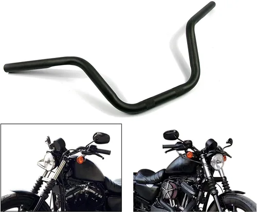 Vista 11 de Manubrio para Motocicleta 1 pulgada 25mm Ace Cafe Racer Clubman Compatible con Harley Sportster XL883 XL1200 (Negro Bajo)