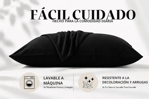 Vista 5 de Evolive Juego de 2 fundas de almohada de microfibra cepillada ultra suave con cierre de sobre (tamaño estándar de 20 x 30 pulgadas, color negro)