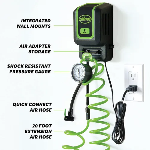 Vista 3 de Estación de Inflado de Garaje Slime 40070, Inflador de 120V de Montaje en Pared, Para coches, bicicletas, inflables, pelotas deportivas