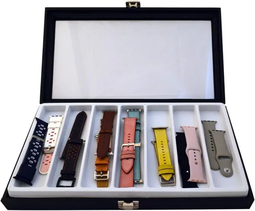 Vista 7 de Caja de almacenamiento de cuero organizador para correas y accesorios de Apple Watch