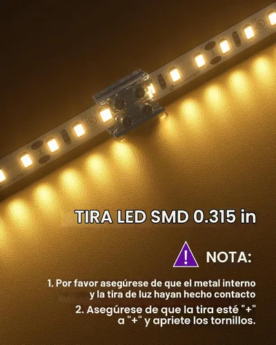 Vista 3 de HitLights Paquete de 12 Conectores LED de 2 Pines de 8mm Sin Soldadura Conector de Cinta de Luz LED Transparente Conectores de Tira de Luz LED