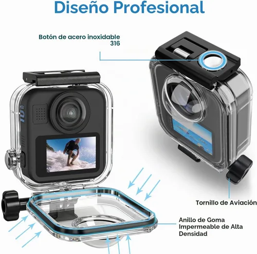 Vista 6 de Carcasa impermeable FiTSTILL para Go Pro MAX 2