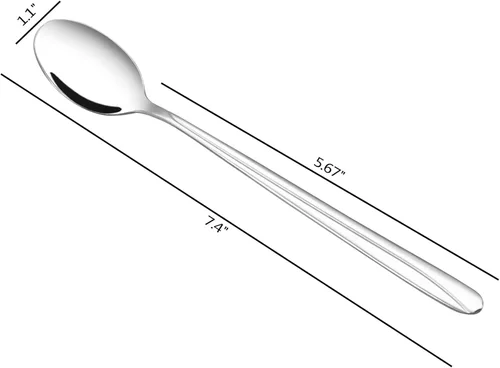 Vista 2 de Obstnny 12 cucharas de té helado de mango largo, cucharas de mezcla de acero inoxidable