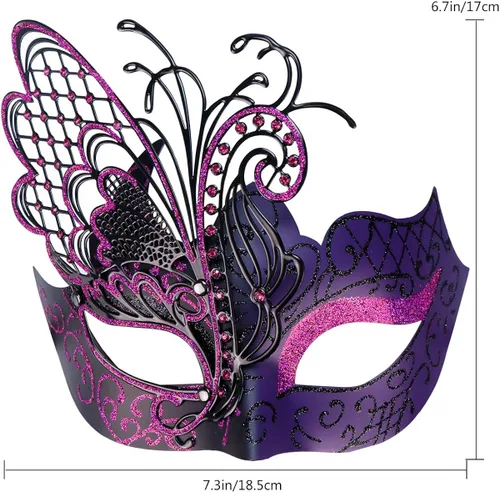 Vista 3 de Antifaz con diseño de mariposa veneciana misteriosa para fiesta de Halloween
