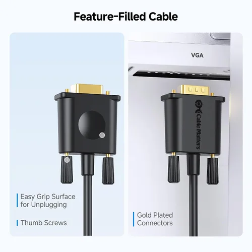 Vista 6 de Cable Matters Cable USB C a VGA (cable USB-C a VGA) de 6 pies - Thunderbolt 4 / USB4 / Thunderbolt 3 Puerto compatible con MacBook Pro, Dell XPS 13