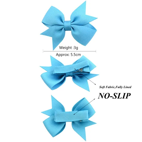 Vista 3 de 40 piezas de clips de lazos para el cabello de bebé de 2 pulgadas para niñas, cinta de grogrén totalmente forrada, clips para el cabello de bebés
