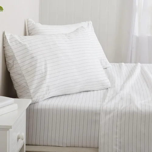 Vista 13 de Great Bay Home Juego de sábanas tamaño individual de microfibra - Sábanas de 3 piezas a rayas moradas - Ropa de cama de microfibra ultrasuave